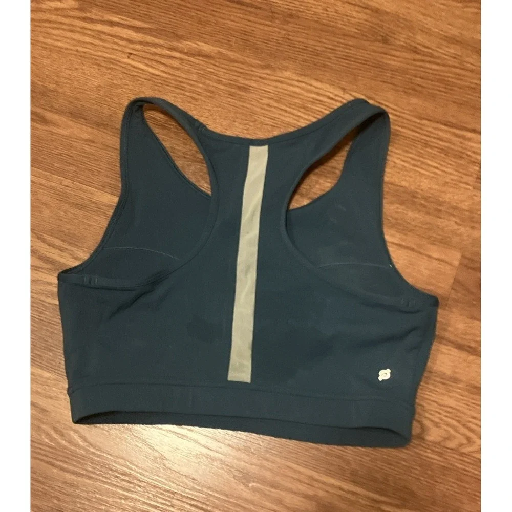 Peloton Sports‎ Bra Teal Green Sz Large Strappy Logo Racerback